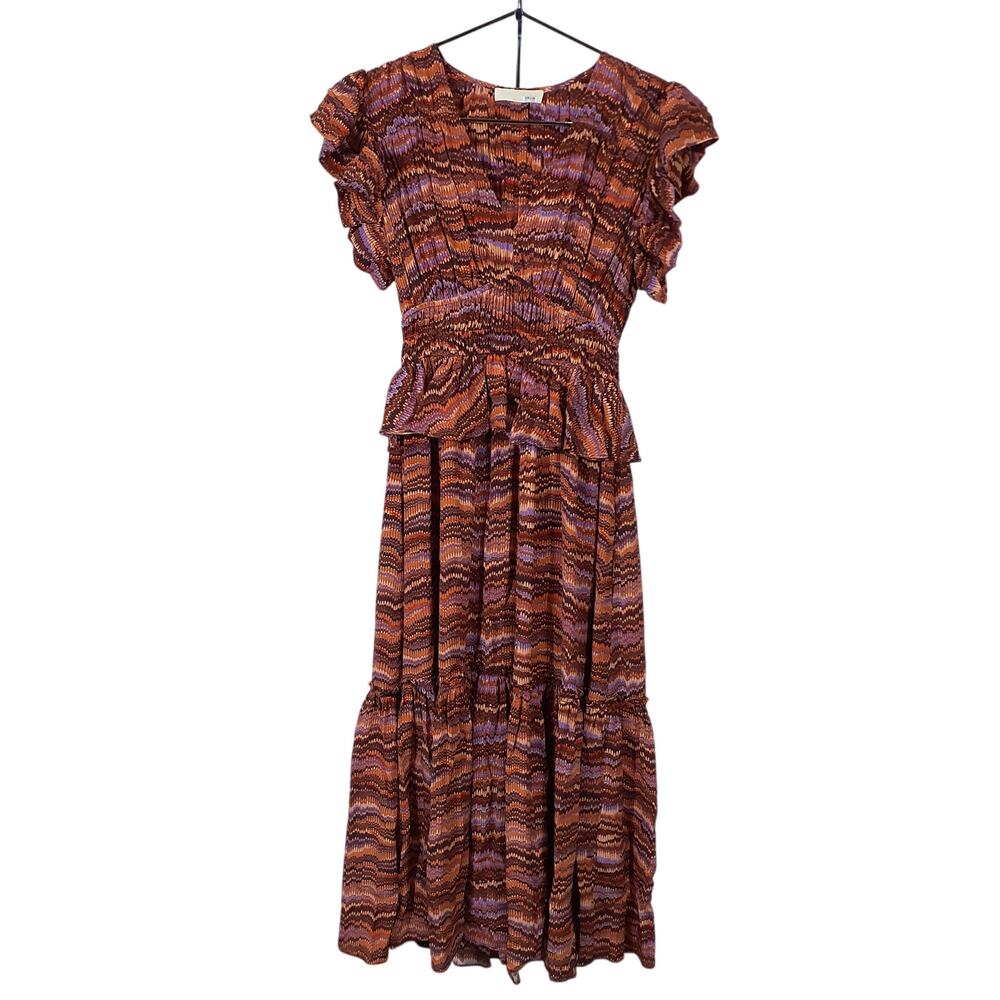 Ulla Johnson Smocked Purple Sapphire Bendetta Size 00 Silk Dress - Picture 2 of 5